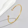 Nuevo Pulsera Abierta Original Estilo Europeo y Americano con Incrustaciones de Diamantes para Exportación Transfronteriza de Lele Jewelry, Lujo Ligero, Elegante y Sencillo para Mujer