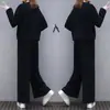 Conjunto de Primavera para Mulheres 2026 Novo Estilo Moda Casual Soltinho Manga Longa Moletom Calça Harem Conjunto de Duas Peças