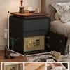 Mesa de Cabeceira Usada de Noz com Cofre para Armazenamento em Quarto de Casa Armário de Cabeceira para Hotel Pousada