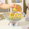 Escurridor PET Plato de Frutas Transparente Lujo Ligero Nórdico Plato de Frutas de Pie Alto Chapado en Oro Plato de Aperitivos de Escritorio con Tapa