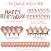 Globos de látex dorados rosa de 12 pulgadas con lentejuelas y lámina de aluminio decorativa con letras de cumpleaños, multicolor.