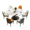 Juego de Mesa y Sillas de Comedor de Lujo Ligero con Piedra Ultra-Cristal, Moderno y Sencillo, Adecuado para Hogares Pequeños, con una Mesa de Comedor Redonda Giratoria, Plegable y Extensible