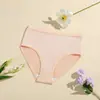 Nova Tanga Feminina de Seda de Leite Cintura Alta Cor Sólida Amiga da Pele Confortável Respirável Forro Duplo na Virilha Lingerie Feminina Fábrica Direta Atacado