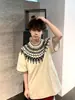 Camiseta de Manga Corta Tejida con Correa Estilo Étnico Streetwear Retro Americano Verano Ropa de Pareja Suelta Manga Media Top de Algodón Puro