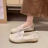 Zapatos de Malla Transpirable Finos de Verano con Suela Gruesa, Zapatos Planos de Encaje, Zapatos de Tela sin Cordones, Nuevos Zapatos de Pescador 2024 para Mujer