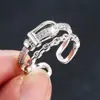 Hebilla de Cinturón de Moda Estilo Europeo Anillo Envuelto Cadena de Circonita Más Vendida Anillo de Dedo Abierto Versátil para el Viaje Diario Temperamento