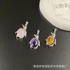 Venta Caliente Transfronteriza de Amazon Cristal Rosa Natural Ojo de Tigre Forma de Huevo de Pingüino Colgante Collar Estilo Coreano Joyería