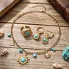 Joyería Taina transfronteriza europea y americana de acero inoxidable y piedra natural, collar con colgante de turquesa de moda, sensación de lujo ligero y alta gama al por mayor