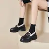 Mocasines de Felpa con Suela Gruesa para Mujer 2026 Nuevo Estilo Invierno Estilo Británico Zapatos Pequeños de Cuero Cálidos Peludos Slip-on Zapatos de Algodón