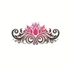Adesivo de tatuagem temporária multi-colorido em formato de coração de lótus para cintura e abdômen, adesivo à prova d'água floral estilo europeu para cintura e quadril