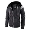 Nueva sudadera con capucha transfronteriza para hombre, con bloques de color, corte holgado, cárdigan con cremallera, chaqueta deportiva casual a la moda para primavera y otoño