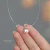 Collar de Perlas Lágrimas de Sirena de Plata de Ley S999 para Mujer, Lujo Ligero, Diseño Simple de Nicho, Colgante, Cadena de Clavícula de Alta Calidad