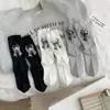 Nuevos Calcetines de Algodón Estilo Coreano Primavera y Verano Estilo Ab Bordado con Letra Lazo Calcetines de Media Pantorrilla para Mujer Calcetines de Mujer Ins