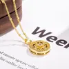 Collar de Girasol con Etiqueta Redonda de Brújula Incrustada de Diamantes para Mujer Método Antiguo Retro Nuevo Lujo Ligero Exquisito Sentido de Alta Gama Cadena para Clavícula de Verano