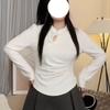 Camiseta Derong Estilo Chinês Nacional com Botão para Mulheres, Primavera, Outono, Inverno, Nova Slim Fit, Emagrecedora, Forrada com Lã, Top Quente de Manga Longa