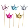 5 piezas PU inserción de tarjeta estrella de amor Corona brillante enchufe para pastel tarjeta de inserción para fiesta decoración de pastel mesa de postres