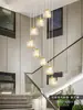 Lámpara de araña para escalera, lámpara colgante larga, luz LOFT dúplex de lujo moderno minimalista nórdico para sala de estar, lámpara giratoria de cristal de moda