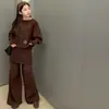 Conjunto de suéteres de outono e inverno para meninas 2026 doce conjunto de tricô em camadas estilo coreano com acabamento em renda para crianças mais velhas