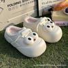 Pantuflas de algodón con suela gruesa de Eva y ojos grandes para mujer, bonitas zapatillas de invierno de felpa cálidas y antideslizantes de algodón, con tacón y bolsa