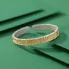 Prata Pura 9999 Novo Estilo Chinês Girassol Margarida Sutra do Coração Pulseira Aberta em Prata Esterlina Banhada a Ouro Sutra do Coração
