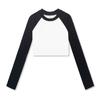 Playera de Manga Larga Raglán Ajustada de Moda para Mujer, Otoño/Invierno Diseño Nicho Patchwork Corta Ajustada Hombro Regular