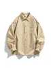 Camisa de trabajo estilo japonés para hombre, corte holgado, manga larga, camisa casual vintage para primavera y otoño, negra, caqui, verde, chaqueta versátil