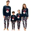 Amazon Europeo y Americano Ropa para el Hogar Familiar Estampado Navideño de Ciervo Navideño Dibujos Animados Pantalones Estampados Conjunto de Pijama