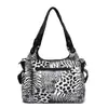 Bolso de hombro estilo motocicleta con estampado de leopardo transfronterizo, bolso tote estampado retro de gran capacidad para mujer, bolso cruzado de moda para exportación, personalizable