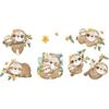 Novo FX-C226 Desenho Animado Fofo Preguiça Mãe e Filho Galho de Flores Decoração de Parede para Quarto Infantil Adesivo de Parede