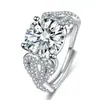 Anel Grande de Coração Entrançado com Pedra Bruta de 5 Quilates, Venda Quente ao Vivo, Anel de Casamento Nobre de Luxo com Imitação de Diamante