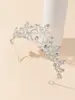 Nova Coroa Quente Cravejada de Strass Estilo Coreano Simples Atmosférica Coroa de Noiva Luxuosa Acessório de Cabeça para Vestido de Casamento