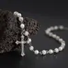 Collar de Cruz de Diamante Estilo Nuevo Europeo y Americano Hip-Hop de Hombre Nicho Cadena de Clavícula de Bola de Diamante Perla para Hombre Joyería