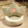 Cojín de felpa de conejo con corona para silla de oficina, cojín de espalda para uso sedentario, cojín de asiento de una pieza semi-cerrado