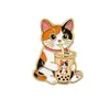 Broche de metal de gato de desenho animado, distintivo fofo em forma de animal de liga, acessório de joia criativo para comércio exterior transfronteiriço