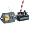 Enchufe de alimentación CC 2 en 1 con conector hembra Tipo C y cable, amarillo con luz, certificado CE, con orificios para tornillos de montaje