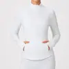 Nueva Ropa de Fitness Patchwork Otoño e Invierno Transpirable Elástica con Bolsillo Ropa Deportiva para Correr Yoga Chaqueta de Manga Larga Top para Mujer