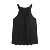 Camisola fina de verano para mujer, sin mangas, fruncida, con copas en el pecho, adecuada para usar afuera como camiseta sin mangas para casa