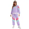 Disfraz de Halloween 80s Retro Disco Hip-Hop Chaqueta Deportiva y Pantalones Conjunto para Hombres y Mujeres Adultos Atuendo de Performance
