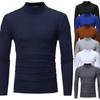 Comercio exterior transfronterizo otoño e invierno nuevo camiseta de manga larga para hombre diseño de cuello alto pequeño de color liso camiseta básica para hombre estilo coreano de color liso