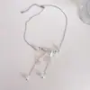Collar de Borlas Redondas de Concha de Perla Moda Versátil Estilo Ns Cadena de Clavícula de Nicho para Mujer