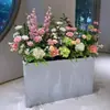 Arreglos Artificiales de Hortensias y Rosas en Cajas de Flores Mixtas y Macetas para Balcón, Oficina de Ventas, Restaurante, Sala de Estar y Decoración de Divisiones