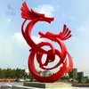 Escultura de Dragón Grande de Acero Inoxidable para Exteriores Plaza Paisajismo Inmobiliario Jardín Adornos de Animales de Metal Simulados