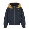 Chaqueta de algodón con capucha y cuello de pelo desmontable para hombre, diseño de invierno con botones, pliegues resistentes, abrigo de algodón holgado, marca de moda