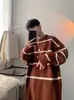 Otoño/Invierno 2026 Suéter de Punto Suave y Esponjoso Diseño de Bloques de Color Sentido del Diseño Casual Cálido Estilo Coreano Estilo Perezoso a Rayas