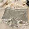 Ropa Interior de Algodón Puro para Mujer, Ribete de Encaje Francés, Bloqueo de Color Retro, Estilo Fresco, Entrepierna 100% Algodón, Cómodo y Suave, Calzones tipo Boxer para Mujer