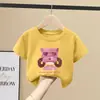 Camiseta de Manga Corta para Niña 2026 Nuevo Estilo Popular de Verano para Niños Mayores, Top de Algodón Puro, Camiseta de Marca de Moda de Corte Holgado