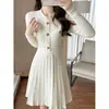 Elegante vestido suéter de punto para mujer estilo coreano para otoño e invierno