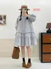 Ropa de Verano 2026: Vestido Jersey Estilo Mori Girl con Cuello de Corbata, Vestido Sencillo de Encaje con Mangas de Farol