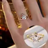Anillo de Cobre con Circonita Pequeño Planeta Clásico Versátil para Mujer, Sencillo, Elegante y Único