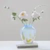 Jarrón de Vidrio Medieval Francés, Adornos Esmaltados de Lujo Ligero, Arreglo Floral para Sala de Estar, Decoración Retro para el Hogar, Dispositivo de Flor Hidropónica Artístico